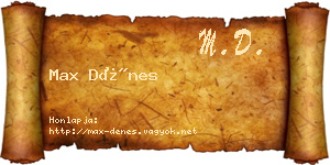 Max Dénes névjegykártya
